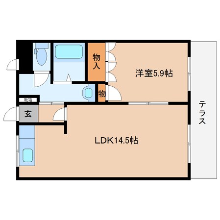 大和朝倉駅 徒歩10分 1階の物件間取画像